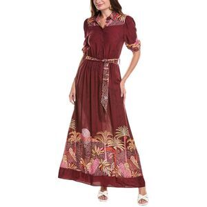 Garrie B Womens  Tie Waist Maxi Dress, Red